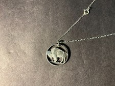 Buffalo Nickel Cut Out with Rim and 18" Sterling silver chain