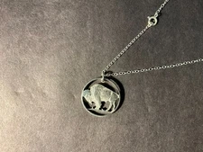 Buffalo Nickel Cut Out with Rim and 18" Sterling silver chain
