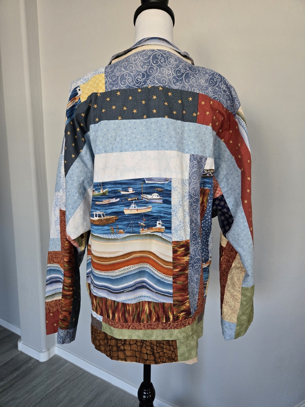 Boho Vintage Patchwork Handmade Boxy Nautical Qui… - image 6