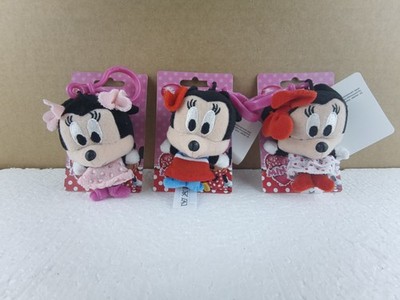 3x New Disney I Love Minnie Mouse 4'' Plush Bag Clip Keychain Simba Dickie Nicoto