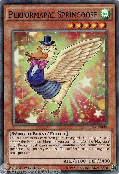CROS-EN005 Performapal Springoose : Common 1st Edition Mint YuGiOh Card