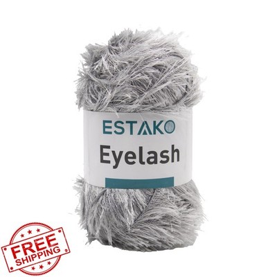 estako gray eyelash yarn 1 skein 140m