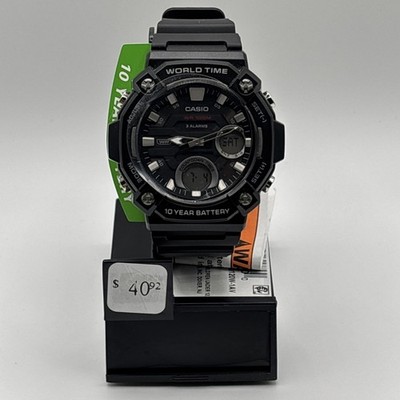 Casio AEQ120W-1AV Mens Black Ana Digi Watch World Time WR100M 10 Year Battery