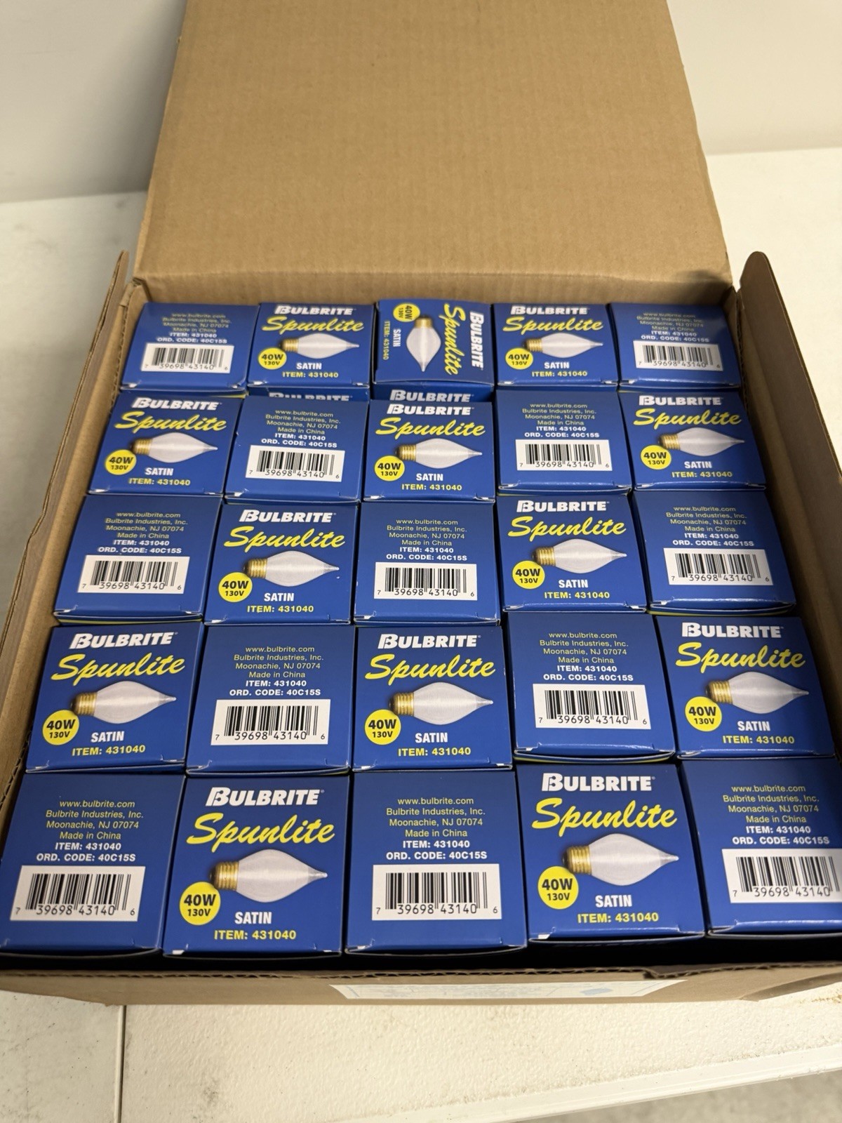 Lot Of 25 - Bulbrite C15 Spunlite Decorative Light Bulb E26 Medium Base Satin
