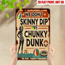Fun Swimming Pool Rules Metal Sign Retro WE CHUNKY DUNK Metal Decorative Plaque