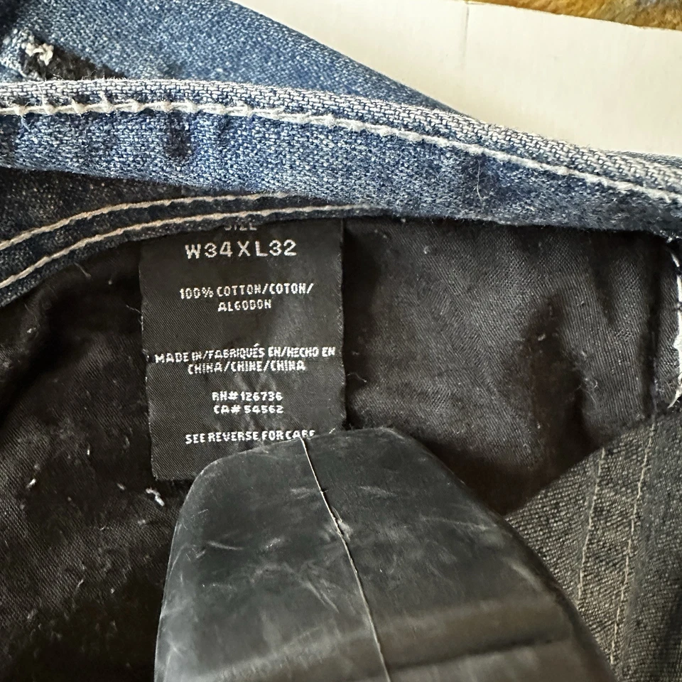 Pantalones de mezclilla Xtreme Couture para hombre 36x32 azul pierna recta solapa bolsillo Y2K  Foto 4 de 4