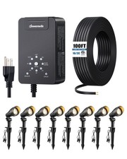 DEWENWILS 12V Landscape Lighting Kit 8 LED Spotlights 60W Transformer 100FT