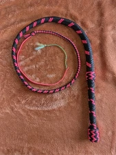 4 ft custom bullwhip black and pink Handmade 14 Plait Nylon