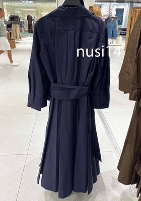 ZARA NEW WOMAN MIDI ZW COLL POPLIN SHIRT DRESS NAVY BLUE XS-XL