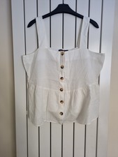 Womens Suntop Marks & Spencer Size 14 White Peplum Excellent Condition