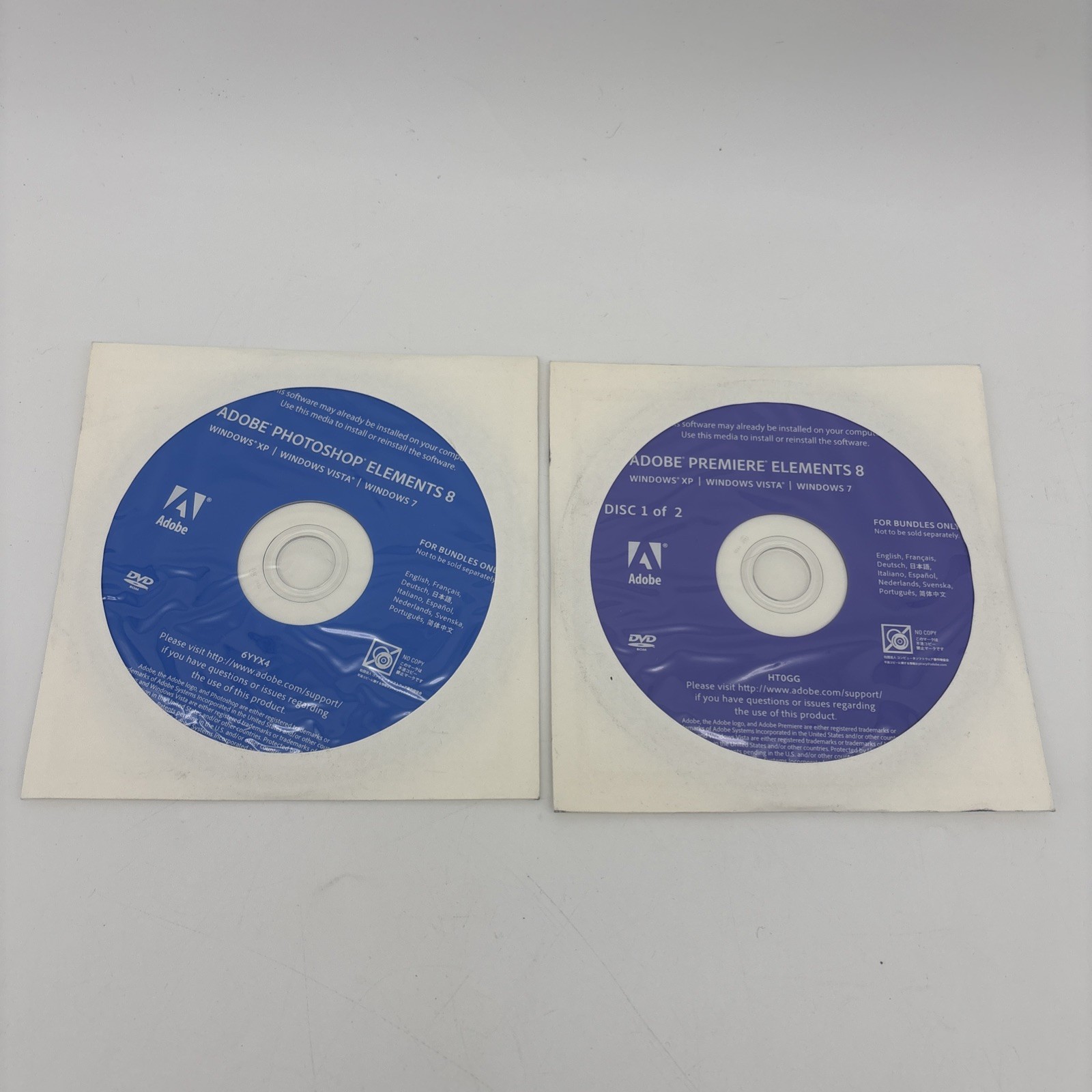 Adobe Photoshop Elements 8 & Adobe Premier Elements 8 - NO BOX - NEW & SEALED.