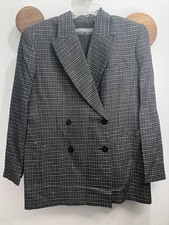 VTG Linda Allard Ellen Tracy Blazer Womens 14 Plaid Wool Double Breasted