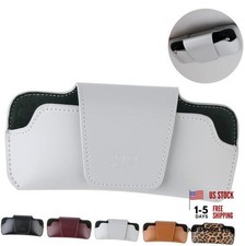 Sunglass Holder for Car Visor, Car Sunglasses Holder Leather, Eyeglasses Grey