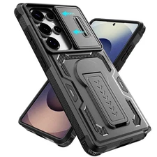 For Samsung Galaxy S25 Ultra Heavy Duty Rugged Stand Case w/ Slide Camera Cover