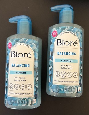 Biore-Balancing Cleanser- Combination Skin- 6.77 fl oz- Blue Agave-Lot of 2- New