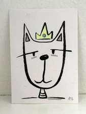 ACEO Original Drawing “The Queen of the Cats” / Artist Audrey Sanderson