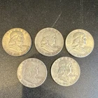 Franklin Silver Half Dollars Lot of 5 Circulated 1949 1961  Business Strike