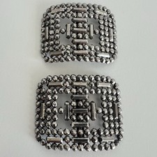 Pair of Vintage Antique FRENCH STEEL SHOE BUCKLES Clips Art Deco Victorian