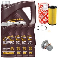 MotoröL Filter Set Mannol 5W-40 Api Sn 9 Liter + Schraube FüR Bmw 5Er 7Er E60