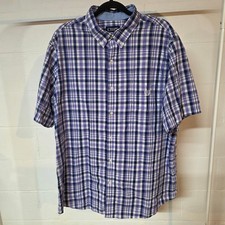 Chaps Men XXL Plaid Button Down Short Sleeve Shirt Easy Care Cotton Blend Spring
