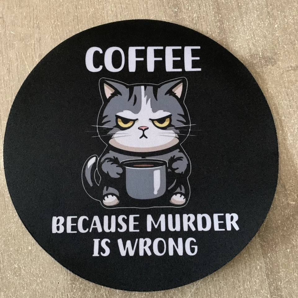 Tapis De Souris Rond Chat Coffee - Photo 1/1
