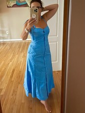NWT Nicholas Midi Sundress Dress  Button Tie Blue Tatianna Fit & Flare Sz 6