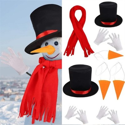 Snowman Outfit Set with Tall Hat Scarf Gloves Child Snowmen Dress Up Costume Set