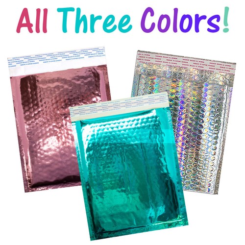 8.5x12 Holographic, Pink, Teal METALLIC BUBBLE MAILERS, Poly Padded Envelopes! - Picture 13 of 79