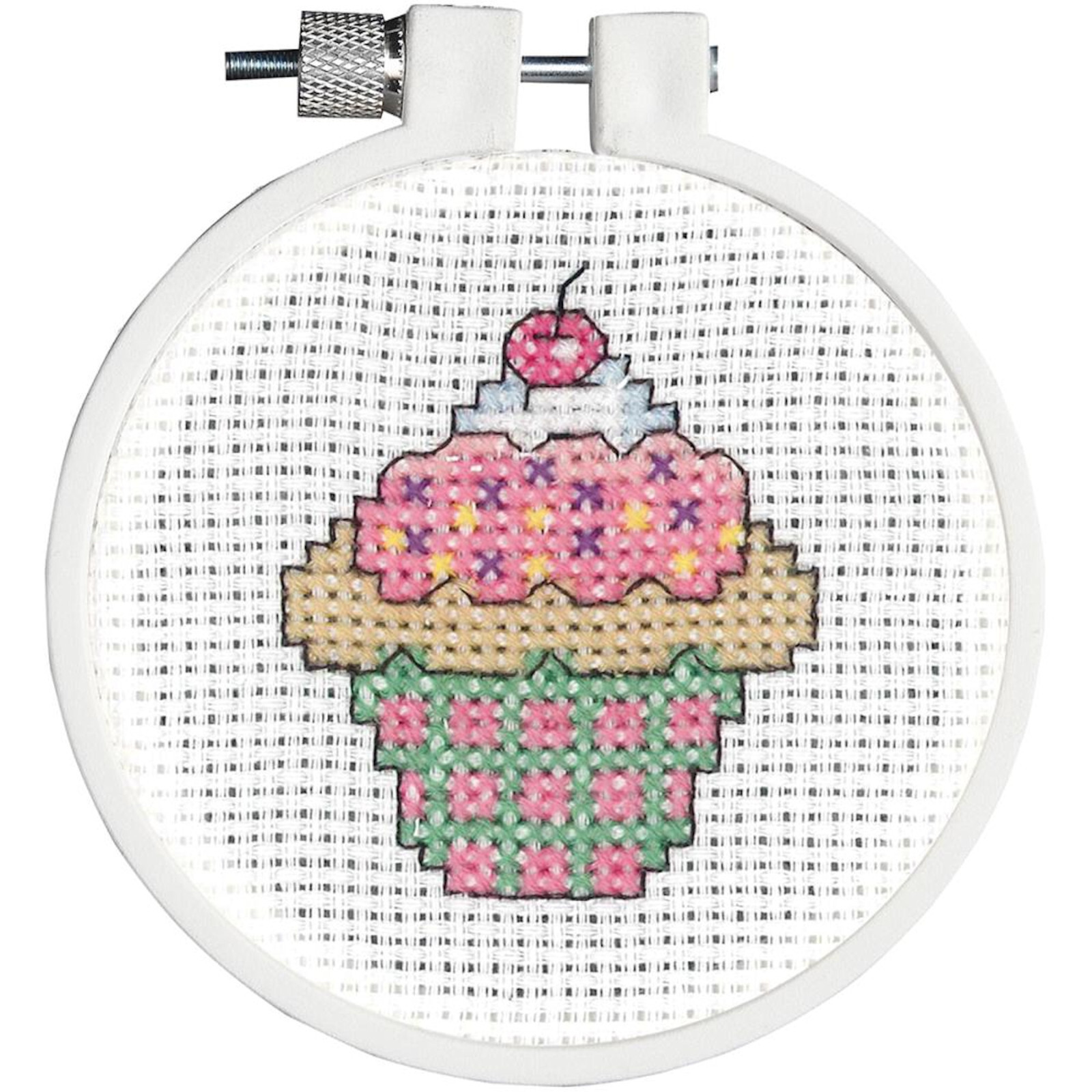 Food cross stitch kit Cherry Cupcake - Easy counted pattern with