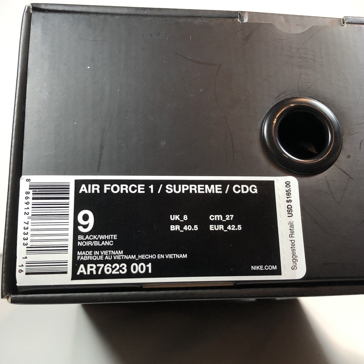 Supreme x CDG Nike Air Force 1 Split Logo Men's Size 9 | AR7623