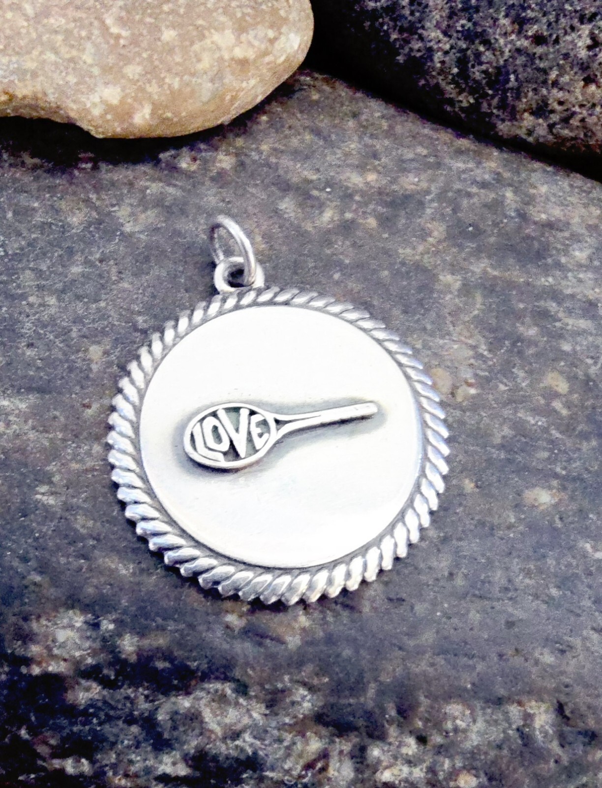 Retired James Avery LOVE Tennis Racquet Pendant Medallion RA