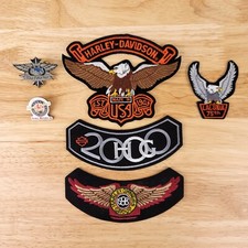 Harley Davidson Pins and Patches Lot Owners Group HOG Lady Hawk Eagle Biker USA