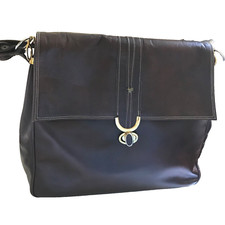 BORSA VINTAGE JEAN FOGEL MARRONE INTENSO PATTA PELLE EUC logo gallo cinturino adj