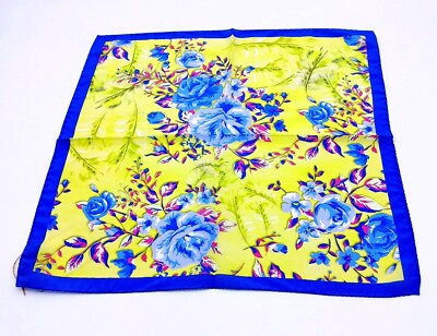 Italian Silk Handkerchief/Neckerchief Floral Square Scarf 17x17   Made In Italy