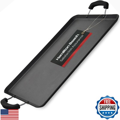 Hamilton Beach Nonstick Double Griddle 19x11-Inch - Black Aluminum Griddle wi