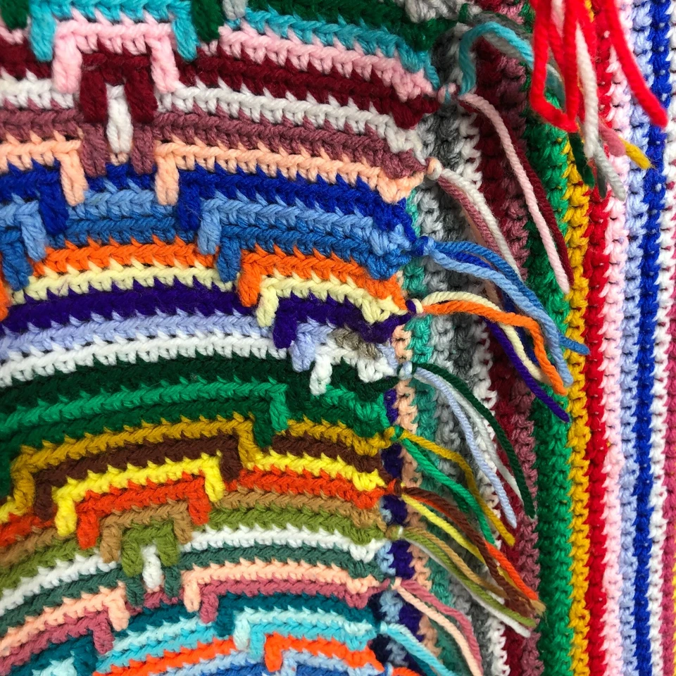 Vintage Afganistán Hecho a Mano Flecos Granja Retro FABULOSO Geométrico Brillante ÚNICO Foto 4 de 4