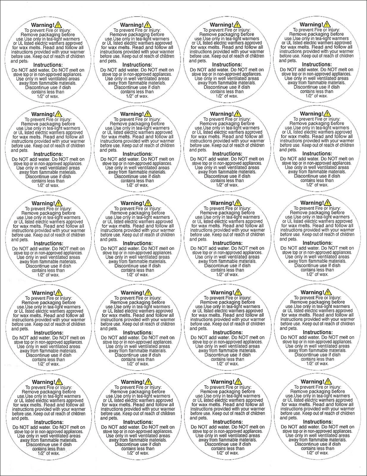 Redondo de 2 pulgadas ~ CERA DERRITE QUEMADURAS ADVERTENCIA PEGATINAS ETIQUETAS INSTRUCCIONES DE PRECAUCIÓN Foto 4 de 4