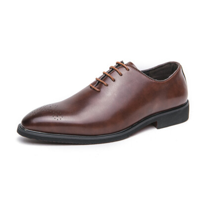 Men's faux Leather Dress Shoes Low Heeled Formal Tuxedo Derby Shoes