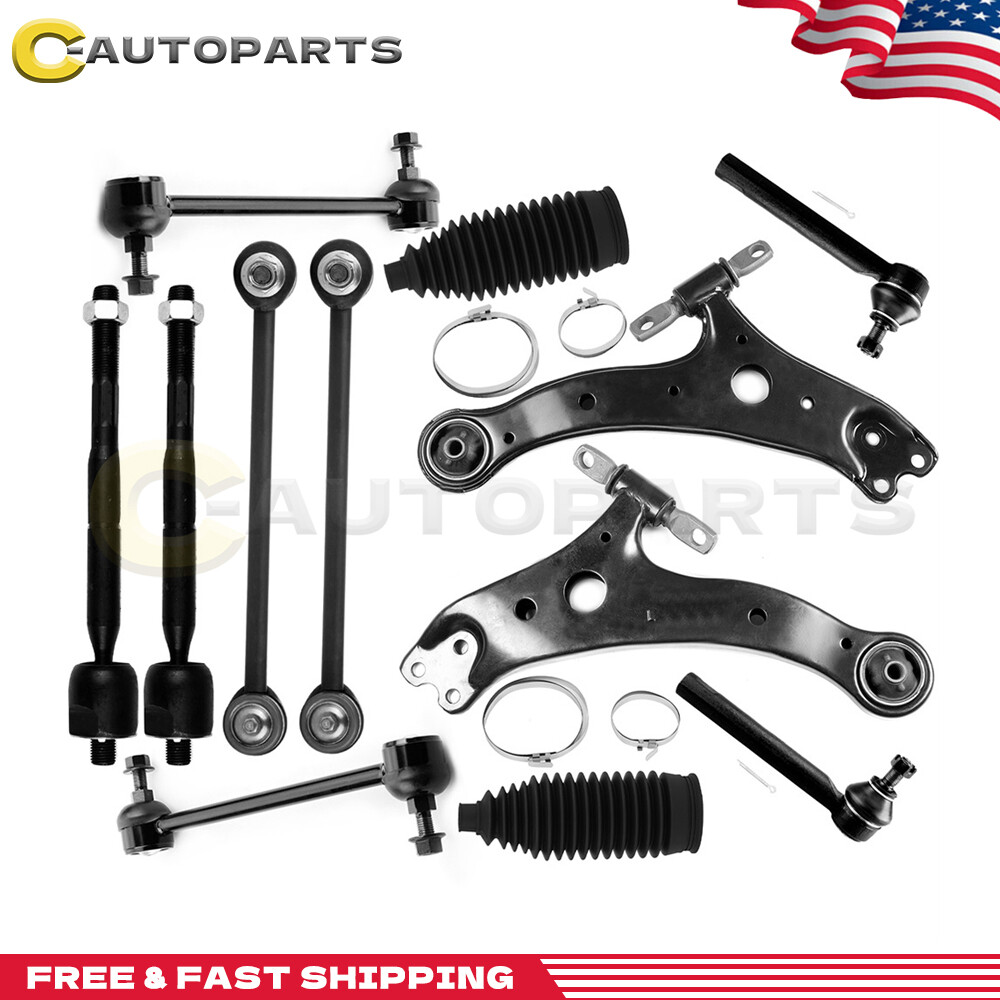 12PCS Control Arm Tie Rod End Sway Bar Rack Bellow For Lexus RX330