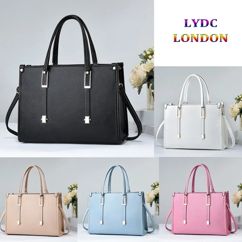 New Ladies Tote Bag Women Faux Leather Shoulder Handbags Work School Busine - Picture 1 of 12