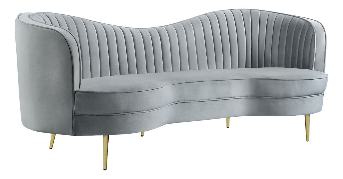 Sophia 2pc Art Deco Curved Sofa Set Couch Loveseat Gray Sophia 2pc Art Deco Curved Sofa Set Couch Loveseat Gray