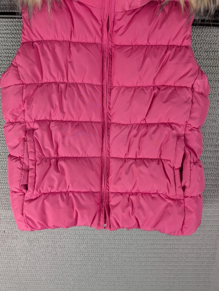 Gap Kids жилет с капюшоном искусственного меха стеганая размер маленький (6-7) розовый - Изображение 4 из 4
