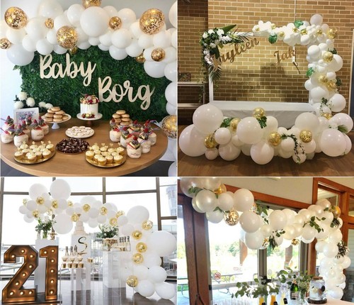 White and Gold Arch Garland Party Decoration - Picture 2 of 4
