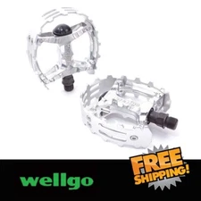 XC-II Wellgo bear trap pedals 1/2"  ONE PIECE CRANKS Silver Cage Old school BMX
