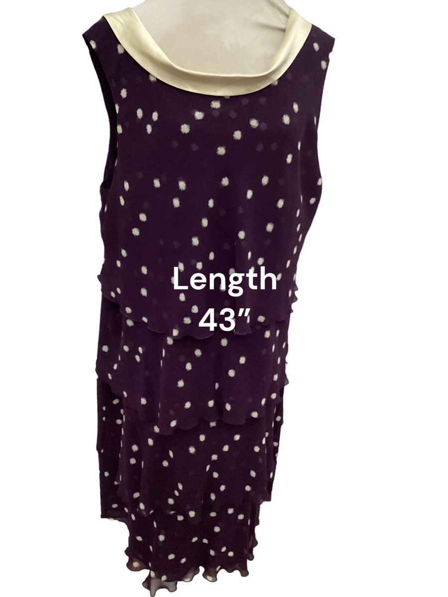 Jacques Vert Plum Layered Snowflake Chiffon Dress 22 Washable