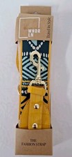 WNDR LN Adjustable Vegan Leather Bag Strap Yellow  Green Tribal 37"x2" NEW