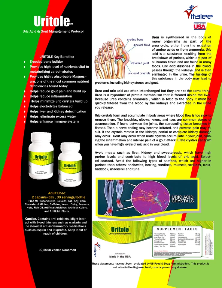 Tapón de piedra de oxalato de uritol, alivio de la gota y descarga de acumulación de ácido úrico (tapas 60ct) Foto 3 de 3