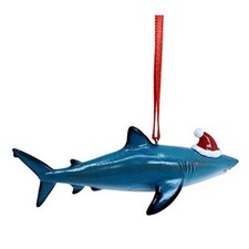 Shark with Santa Hat Christmas Tree Ornament Holiday Ocean Sea Beach Great White