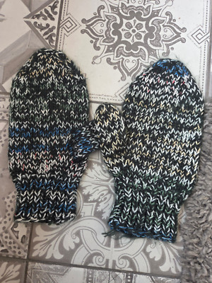 Kinder Handschuhe Fäustlinge handgestrickt HANDMADE SELFMADE Junge Gr.140/134