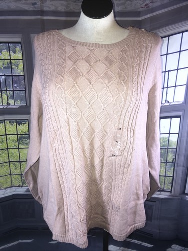Charter Club 3X NWT Sweater Cable Knit Button Trim Ballet Ribbon Pink $70 🧡 - Bild 1 von 12